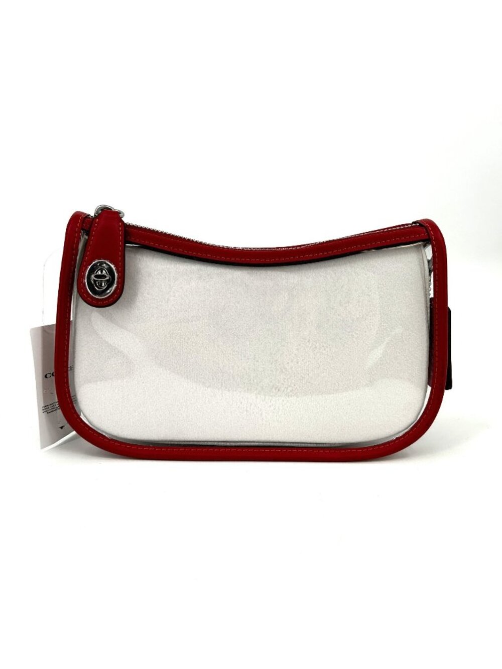 Coach Stadium Swinger Clear PVC Red Leather Crossbody Shoulder Bag CBH13